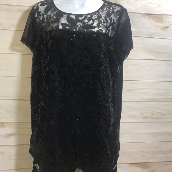 INC International Concepts Tops - NEW INC Women’s Black Sequin Blouse-Size Large